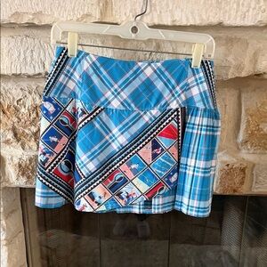 Lucky in Love Blue and Red Plaid Mini Skirt
